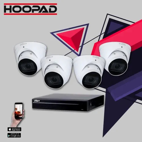 4 x 6MP Dahua 6MP IR Fixed-focal Eyeball WizSense Network Camera with 4 ch recorder harddisk 2 TB